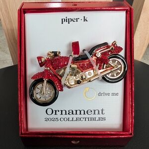 Piper Red and Gold Motorcycle Ornament